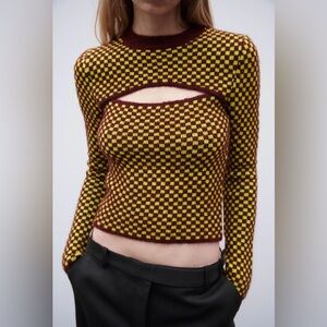 ZARA Jacquard Cut-out Sweater